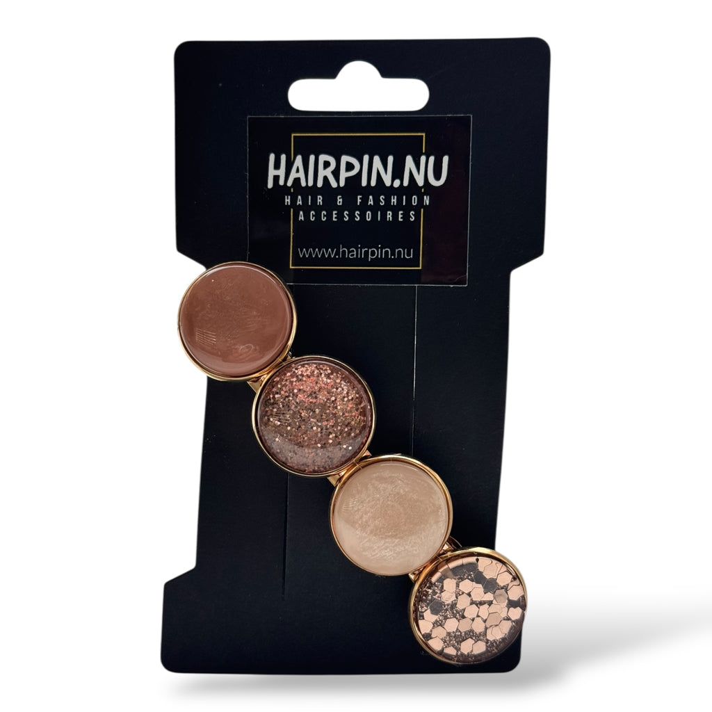 Color Hairclip Bruin Taupe Sparkle – Goudkleurige Haarspeld