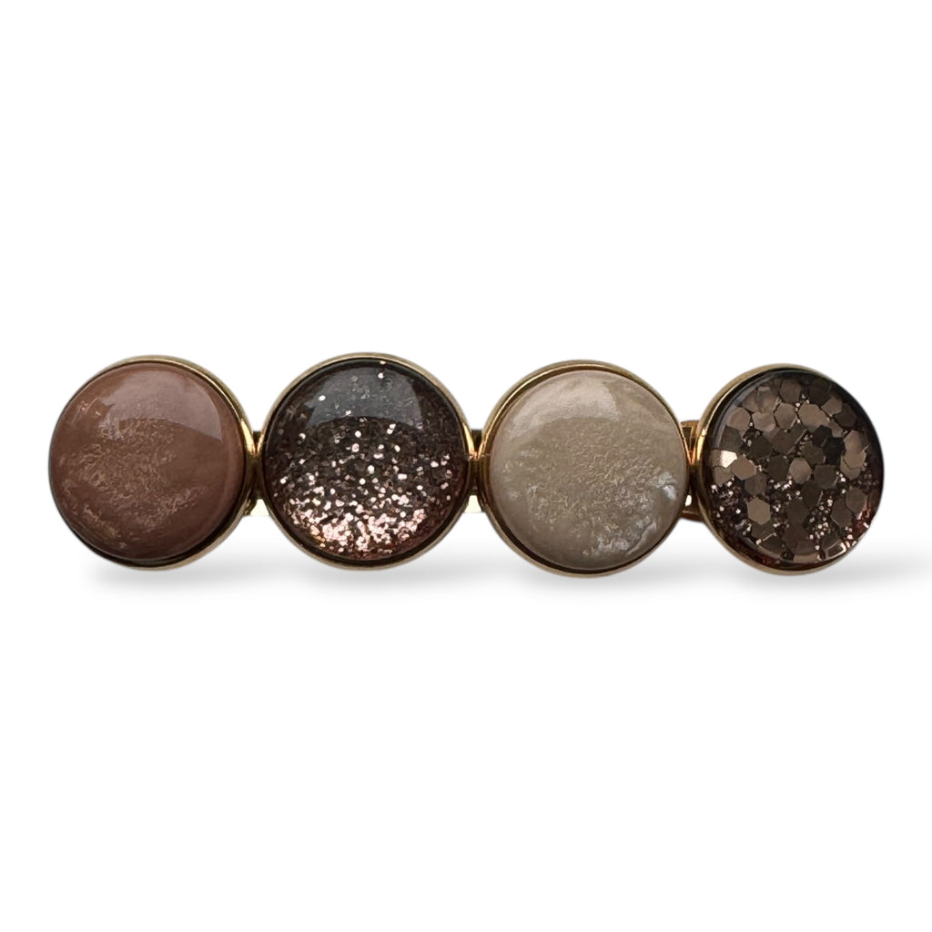 Color Hairclip Bruin Taupe Sparkle – Goudkleurige Haarspeld
