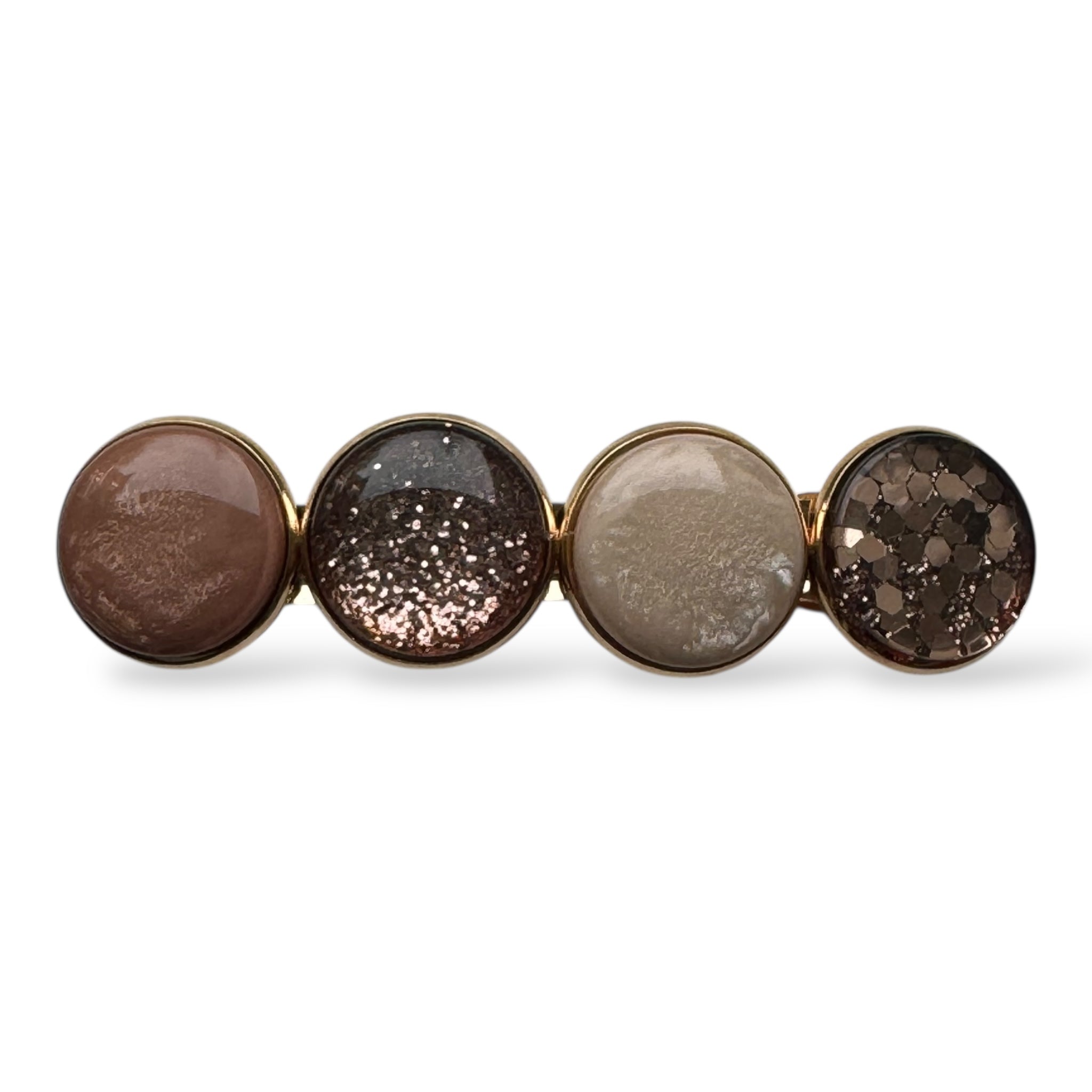 Color Hairclip Bruin Taupe Sparkle – Goudkleurige Haarspeld