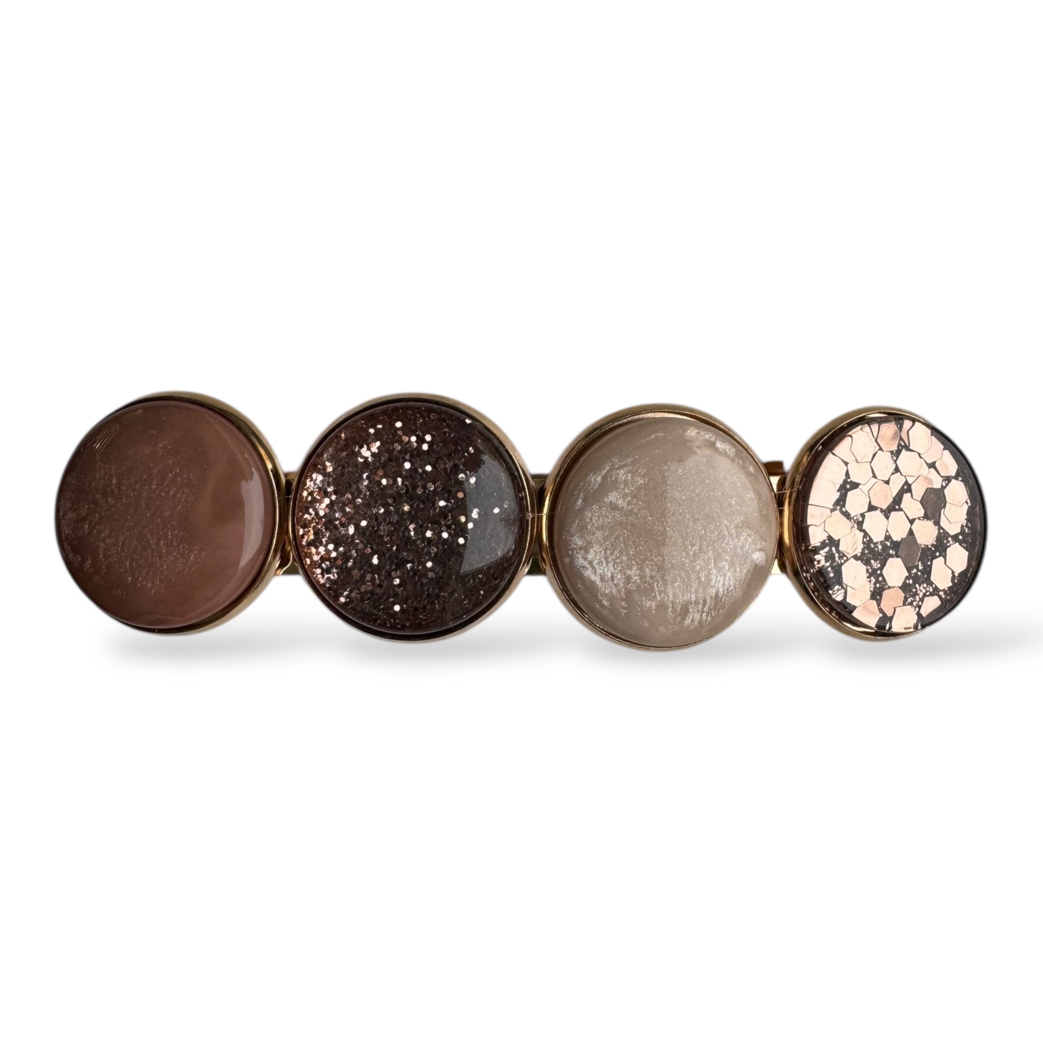 Color Hairclip Bruin Taupe Sparkle – Goudkleurige Haarspeld