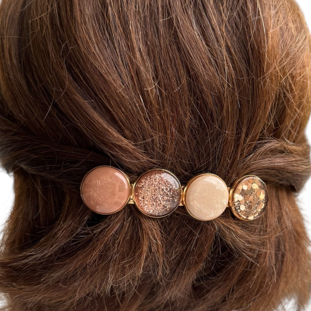 Color Hairclip Bruin Taupe Sparkle – Goudkleurige Haarspeld