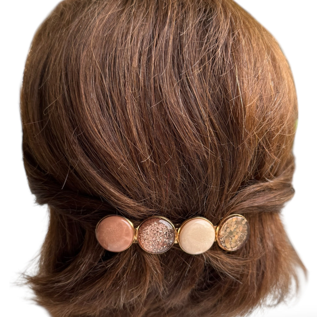 Color Hairclip Bruin Taupe Sparkle – Goudkleurige Haarspeld