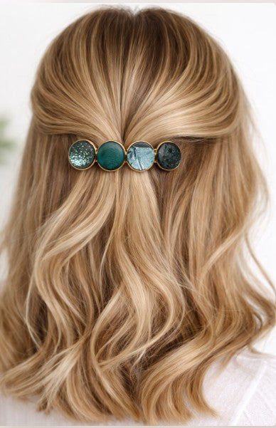 Color Hairclip Petrol Groen Sparkle – Goudkleurige Haarspeld